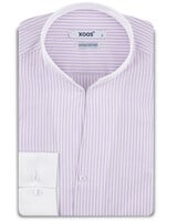 XOOS Chemise homme lavande à rayures et col droit ouvert