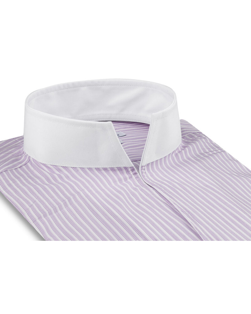 XOOS Chemise homme lavande à rayures et col droit ouvert