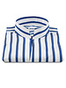 XOOS Chemise homme à rayures baton bleu et col droit ouvert (Double Retors)