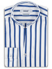 XOOS Chemise homme à rayures baton bleu et col droit ouvert (Double Retors)