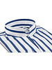 XOOS Chemise homme à rayures baton bleu et col droit ouvert (Double Retors)