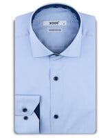 XOOS Chemise homme bleue à doublure imprimée et à micro pois marine (Double Retors)