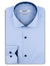 XOOS Men's blue shirt with printed lining and navy micro dots (Double Twisted)