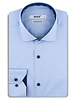 XOOS Chemise homme bleue à doublure imprimée et à micro pois marine (Double Retors)