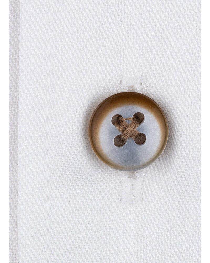 XOOS Chemise homme blanche à doublure imprimée et à micro pois moutarde (Double Retors)