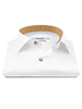 XOOS Chemise homme blanche à doublure imprimée et à micro pois moutarde (Double Retors)