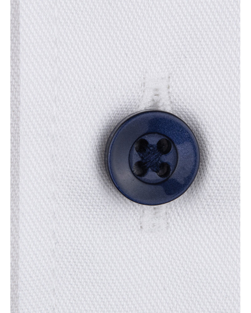 XOOS Chemise homme blanche à doublure imprimée et à micro pois marine (Double Retors)