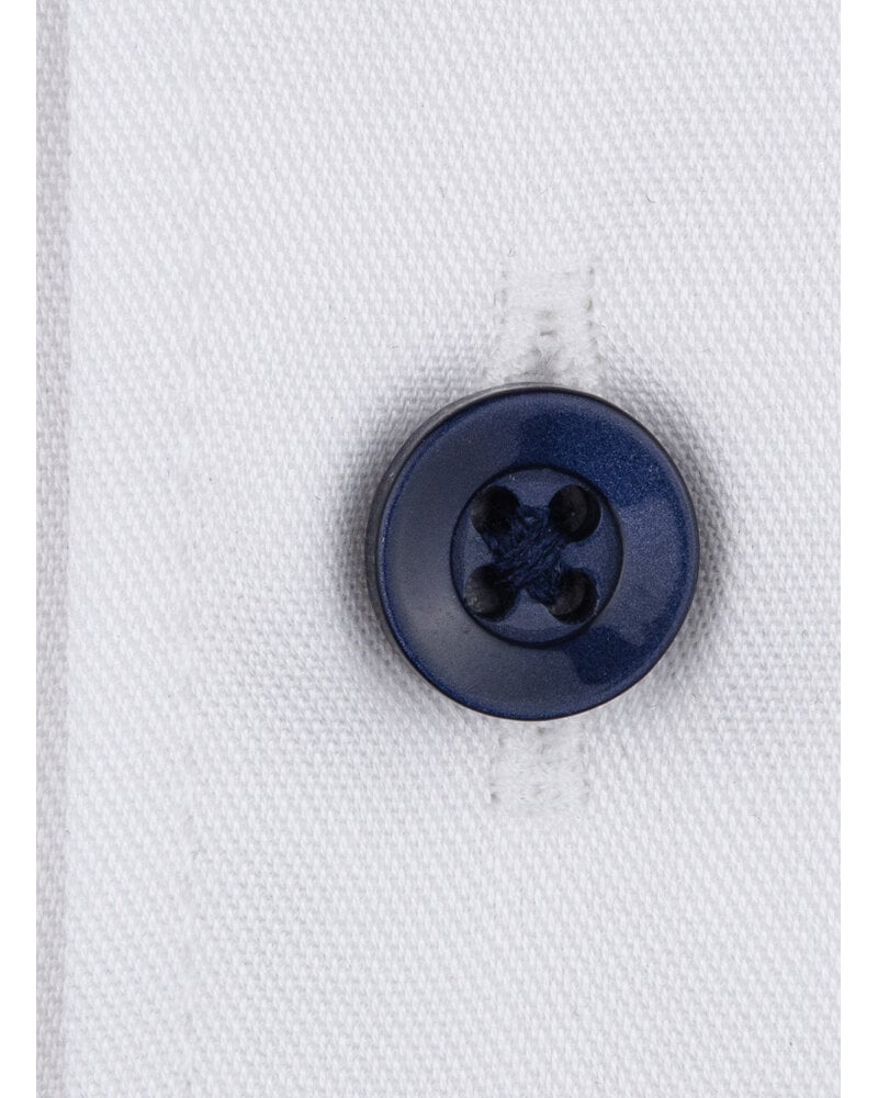 XOOS Men's white shirt with printed lining and navy micro dots (Double Twisted)