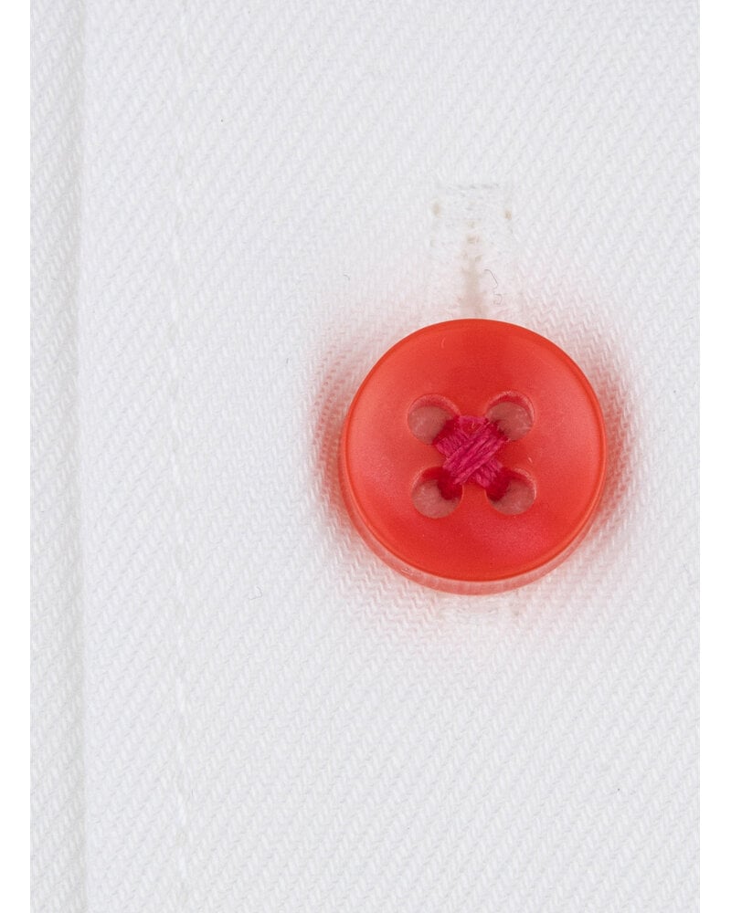XOOS Men's white shirt with multicolor floral lining and matching buttons (Double Twisted)