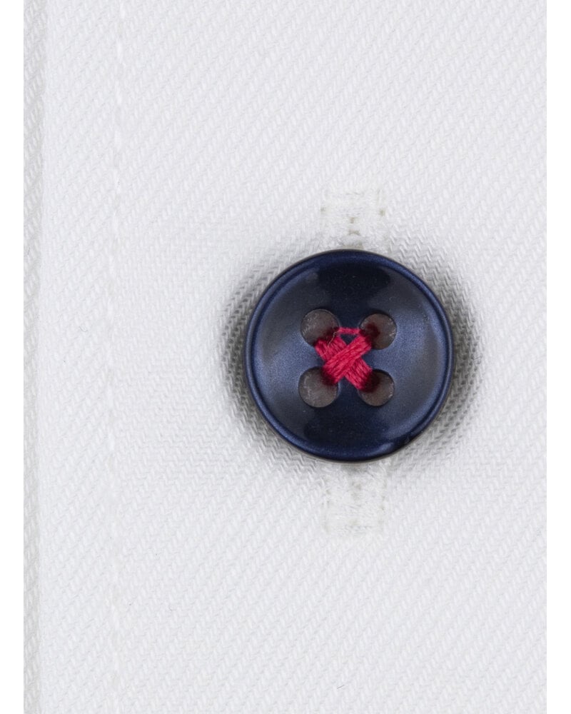 XOOS Men's white shirt with multicolor floral lining and matching buttons (Double Twisted)