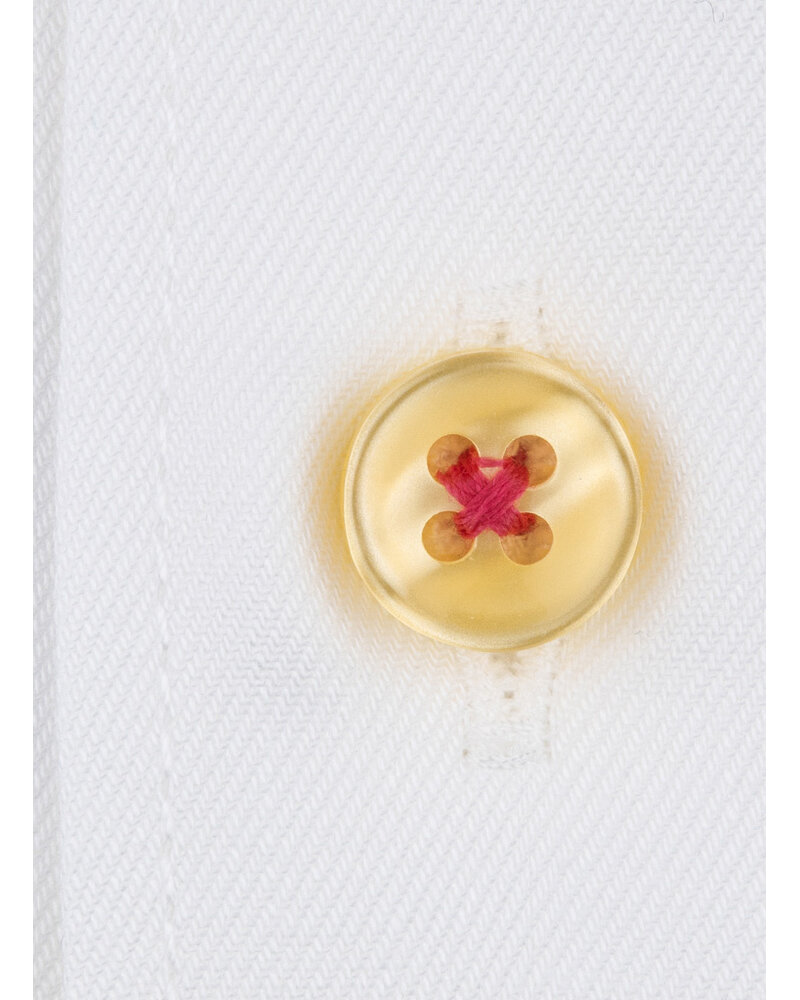 XOOS Chemise homme blanche à doublure florale multicolore et boutons assortis (Double Retors)