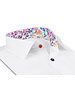 XOOS Chemise homme blanche à doublure florale multicolore et boutons assortis (Double Retors)