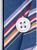 XOOS Polo manches courtes blanc à col de chemise marine et doublure bayadère orange