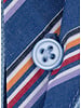 XOOS Blue short-sleeve polo with navy shirt collar and orange striped lining