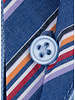 XOOS Polo manches courtes bleu à col de chemise marine et doublure bayadère orange