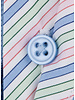 XOOS Polo manches courtes bleu à col de chemise marine et doublure bayadère rose et pistache