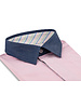 XOOS Polo manches courtes rose à col de chemise marine et doublure bayadère rose et pistache