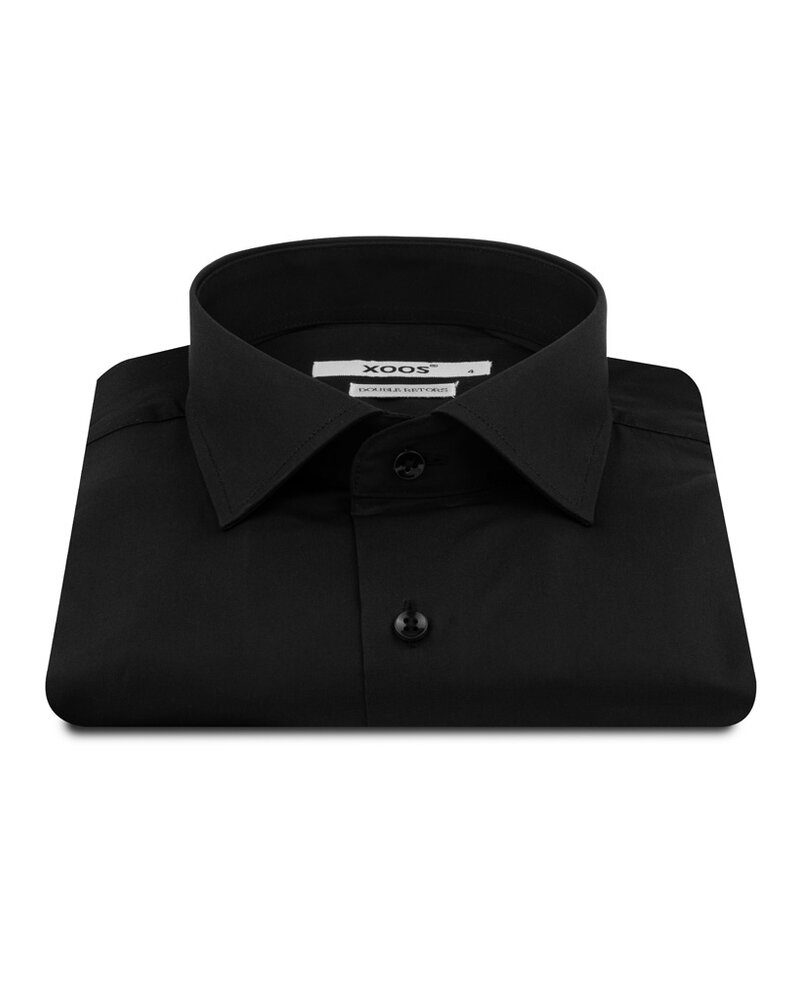XOOS Chemise NON CINTRÉE noire en popeline (Double Retors)