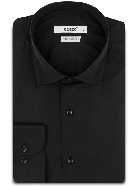 XOOS Chemise NON CINTRÉE noire en popeline (Double Retors)