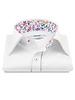 XOOS Chemise homme blanche à col de Ville doublure florale surpriqûre multicolore et boutons assortis