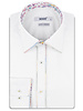 XOOS Chemise homme blanche à col de Ville doublure florale surpriqûre multicolore et boutons assortis