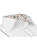 XOOS Men’s white de Ville Collar shirt with multicolor floral contrast lining and topstitching