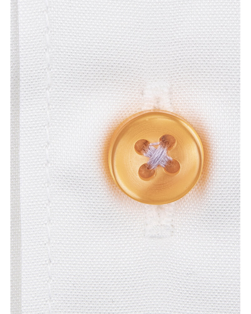 XOOS Chemise homme blanche à doublure bayadère et boutons assortis (Double Retors)