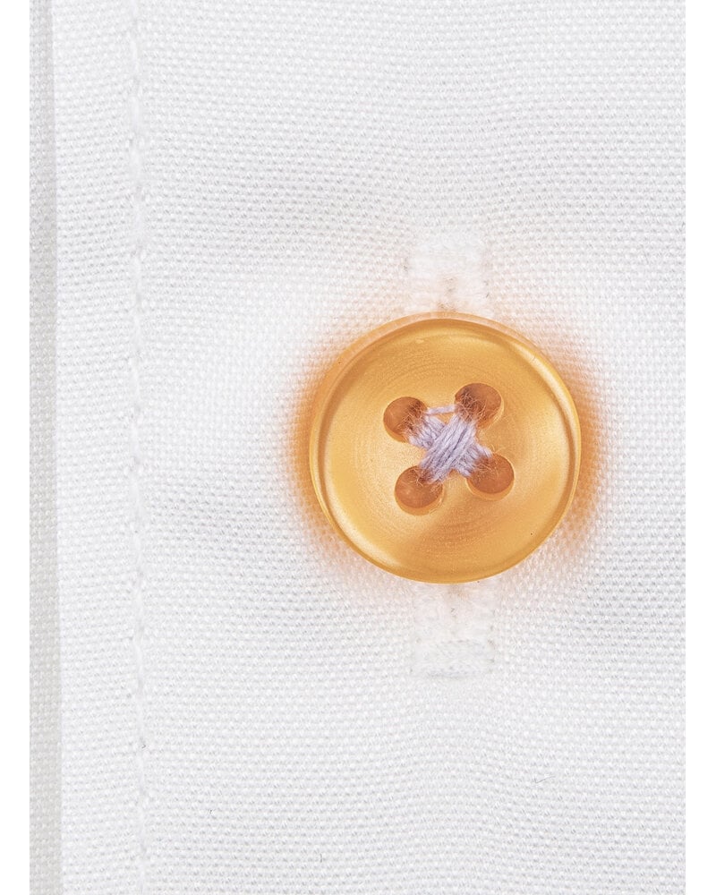 XOOS Men’s white shirt with bayadere Stripes lining and matching buttons (Double Twisted)