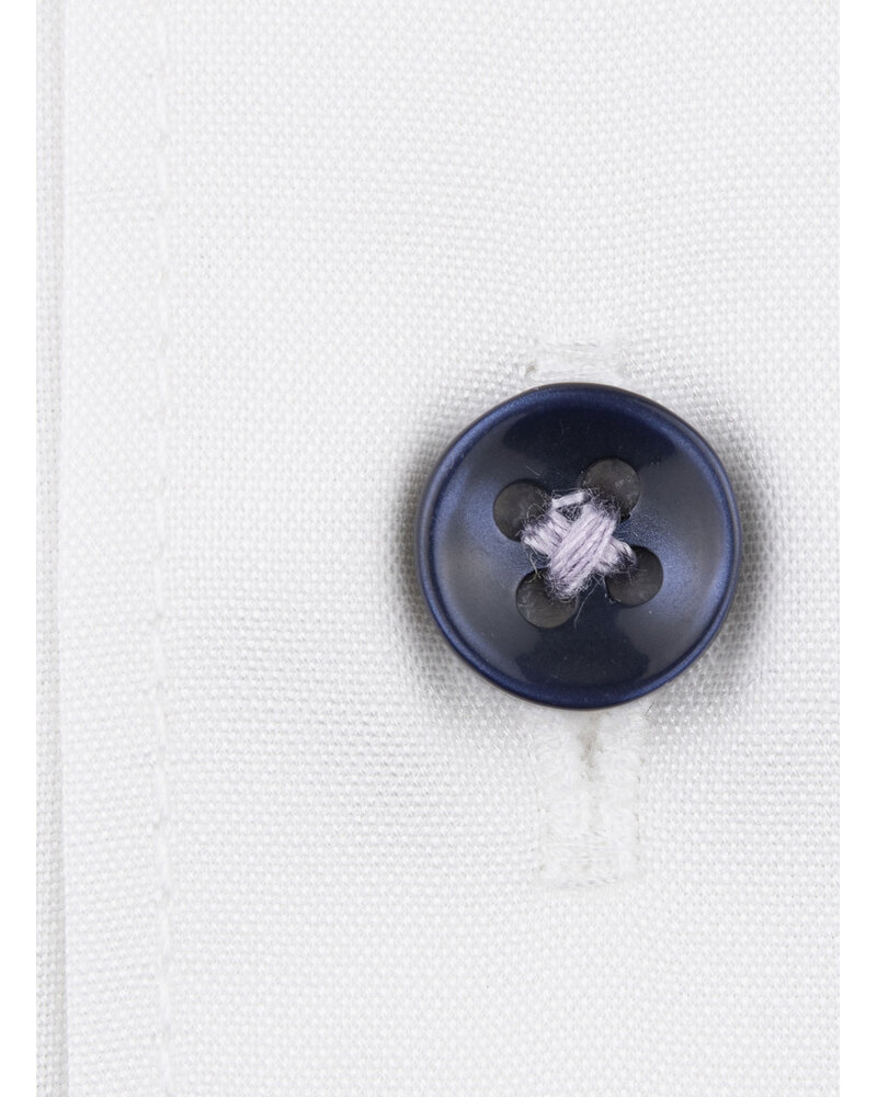 XOOS Men’s white shirt with bayadere Stripes lining and matching buttons (Double Twisted)