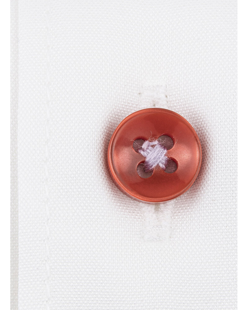 XOOS Chemise homme blanche à doublure bayadère et boutons assortis (Double Retors)