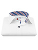 XOOS Men’s white shirt with bayadere Stripes lining and matching buttons (Double Twisted)