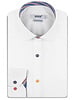 XOOS Men’s white shirt with bayadere Stripes lining and matching buttons (Double Twisted)