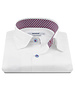 XOOS Chemise homme blanche à coudières et doublure à carreaux rouge (Double Retors)