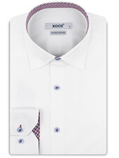 XOOS Men’s white elbowpaded shirt with red checkered lining