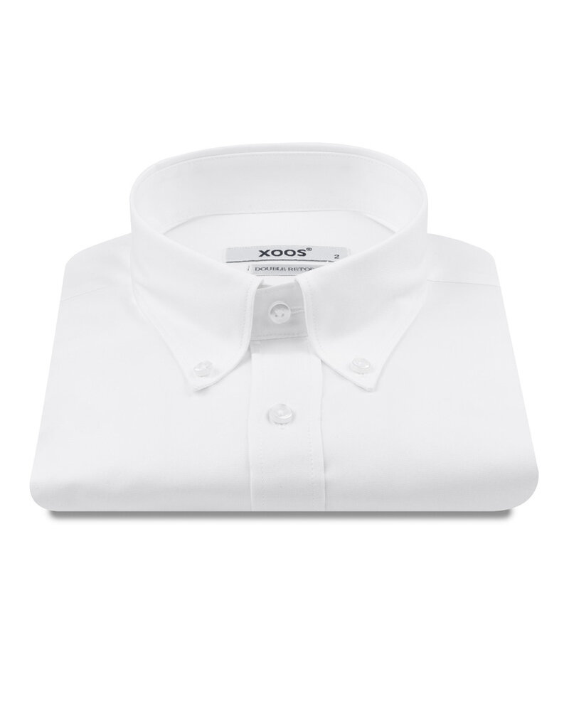 XOOS Chemise homme blanche à col boutonné (Double Retors)