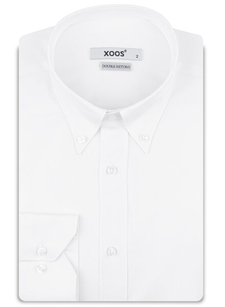 XOOS Chemise homme blanche à col boutonné (Double Retors)