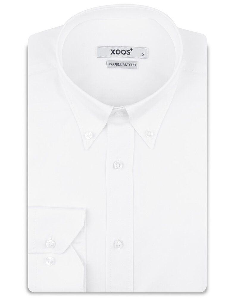 XOOS Chemise homme blanche à col boutonné (Double Retors)