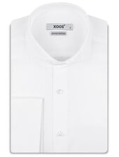 XOOS Men’s white shirt with Full Spread collar and French cuffs