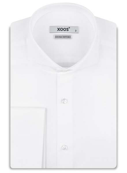 XOOS Men’s white shirt with Full Spread collar and French cuffs