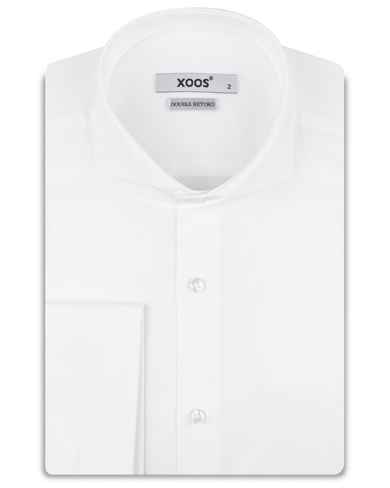 XOOS Chemise homme blanche à col Full Spread et poignets mousquetaire