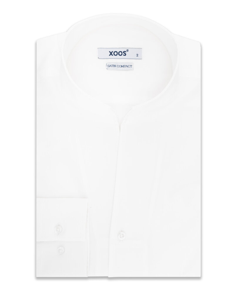 XOOS Men's white shirt with straight open collar (Sateeen cotton)