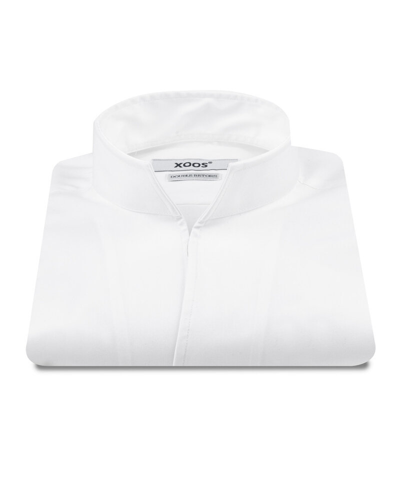 XOOS Chemise homme en nid d'abeille blanc et col droit ouvert (Double Retors)
