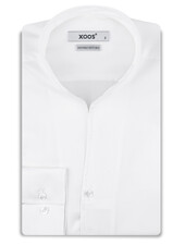 XOOS Chemise homme en nid d'abeille blanc et col droit ouvert (Double Retors)