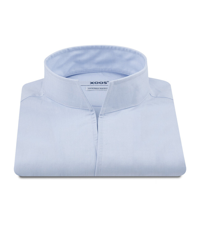 XOOS Men’s blue Oxford shirt with open straight collar (Double Twisted)