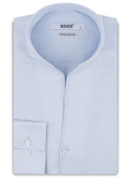 XOOS Chemise homme en Oxford ciel et col droit ouvert (Double Retors)