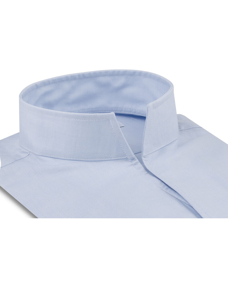 XOOS Men’s blue Oxford shirt with open straight collar (Double Twisted)
