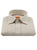 XOOS Chemise homme en lin beige et galon de col brun
