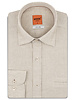 XOOS Men’s beige linen shirt with brown collar Trim