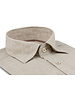 XOOS Men’s beige linen shirt with brown collar Trim