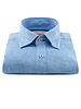 XOOS Chemise homme en lin bleu et galon de col marine